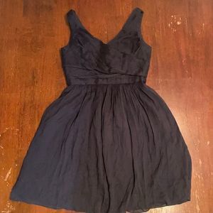 Navy Blue Cross Wrap Formal Polyester Lined Dress